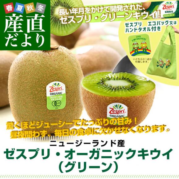 ニュージーランド産 ゼスプリ・オーガニックキウイ（グリーン）3キロ ※ゼスプリ エコバッグ又はハンドタオル付き 送料無料 クール便 キウイフルーツ グリーンキウイ 完熟キウイ02