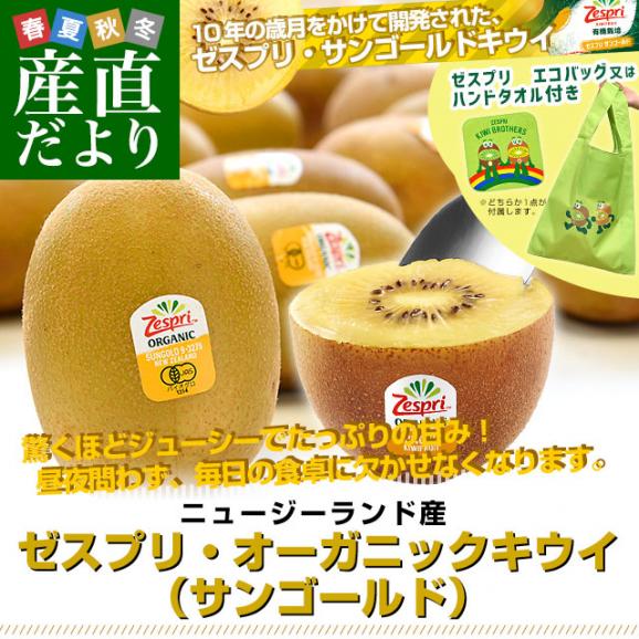 ニュージーランド産 ゼスプリ・オーガニックキウイ（サンゴールド）3キロ ※ゼスプリ エコバッグ又はハンドタオル付き 送料無料 クール便 キウイフルーツ ゴールドキウイ 完熟キウイ02