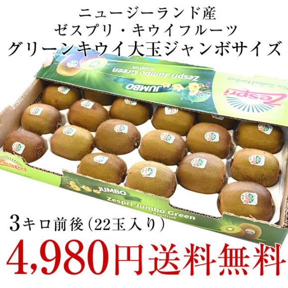ニュージーランド産 ゼスプリキウイフルーツ グリーンキウイ ジャンボ ３キロ (大玉22玉入り)  送料無料 市場スポット03