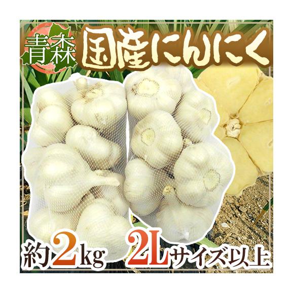 【送料無料】青森県 ”国産にんにく” 約2kg 等級A/B 2Lサイズ以上