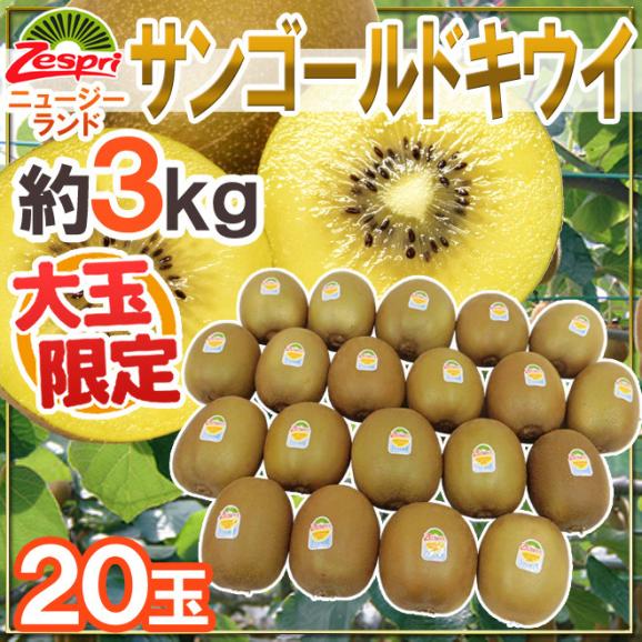 ゼスプリ ”サンゴールドキウイ” 大玉 20玉 約3kg【予約 4月下旬以降】 送料無料
